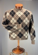 Vtg 60s Mohair Sweater Citation Club PURITAN Grandpa Rockabilly Fine Wool Argyle