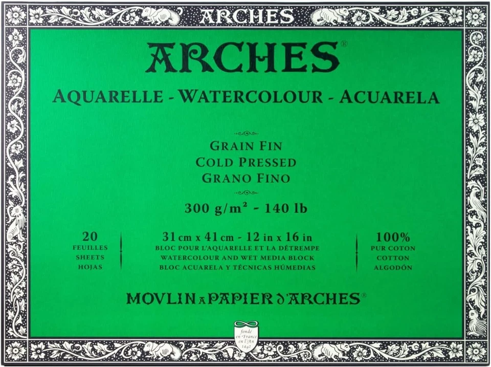 Bloque de papel de acuarela prensa en frío 12x16 - grado profesional Foto 3 de 4