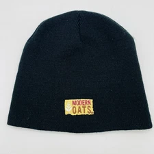 Modern Oaks Logo Plain Black Winter Machine Knit Skully Beanie Hat