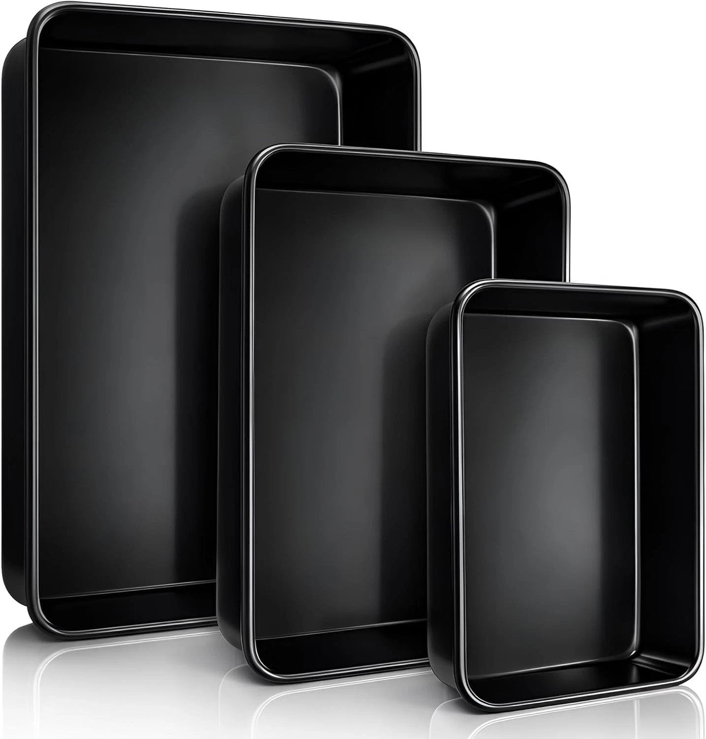 3 Pack Baking Pan Set Nonstick Carbon Steel 9 11 13 Inch Roasting Cake Pans