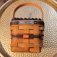 Longaberger , Vintage INAUGURAL Basket 1993 Fabric Liner Stars Red Blue Square