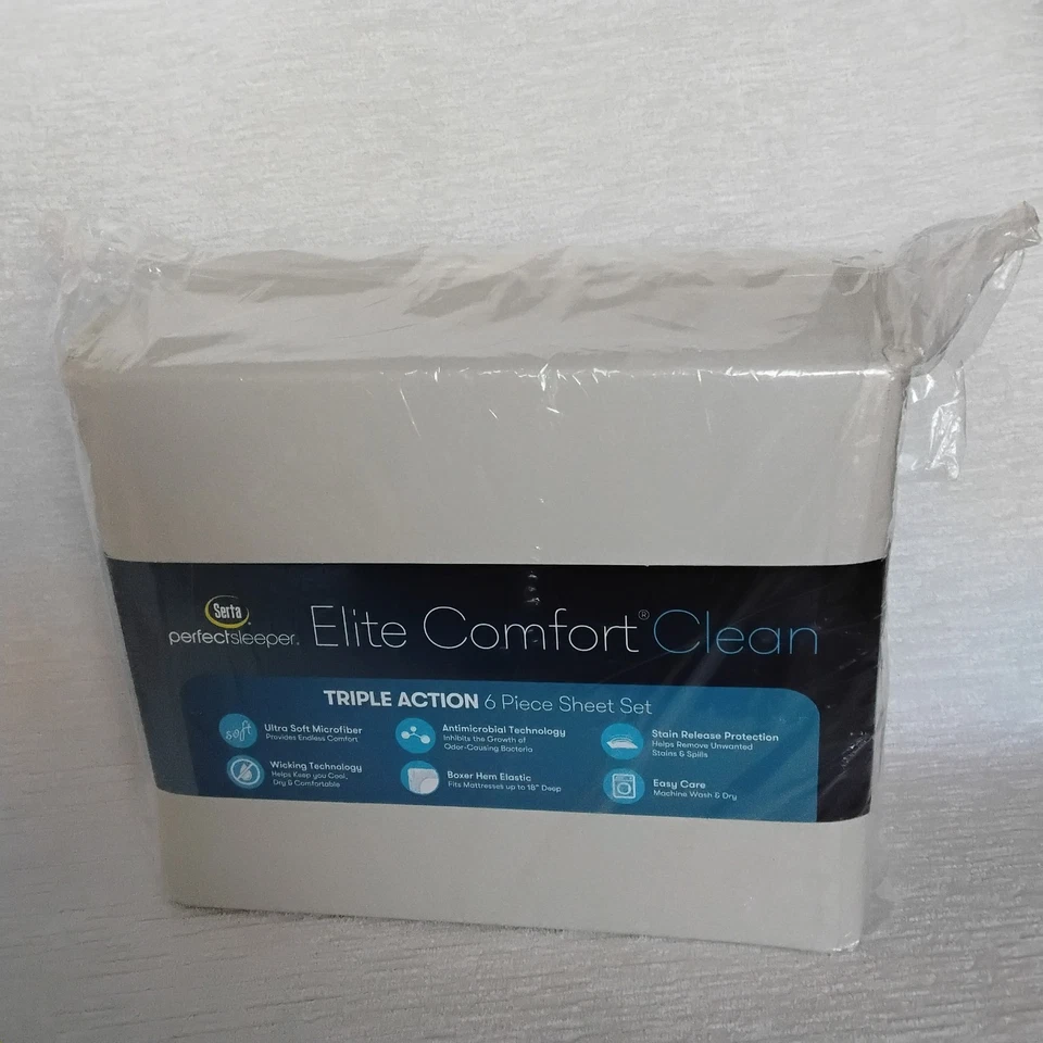 SERTA идеальный спальный королевский размер 6 шт. комплект простыней, новый с Ярлыками, микрофибра кремовый цвет - Изображение 3 из 4