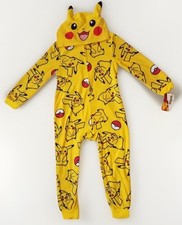 pokemon pikachu union suit hoodie pajamas boys size SMALL S 4/5 long sleeve