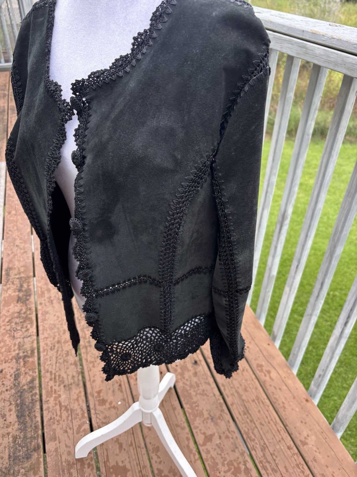 Suede Essentials Black Cropped Jacket Cardigan - image 3