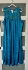 Vtg Vanity Fair Nightgown Blue XLarge Nylon Long Length Style 80-879 Silky