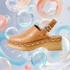 NEW Kelsi Dagger Brooklyn Tan Leather Slingback Wood Clogs size 9  Retail $175 — photo 2