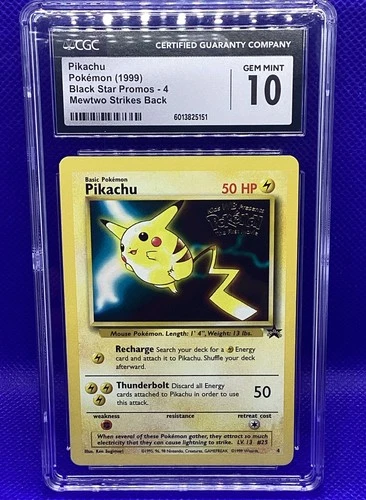 1999 Pikachu Black Star Promo #4 Pokemon Card Mewtwo Strikes Back CGC 10