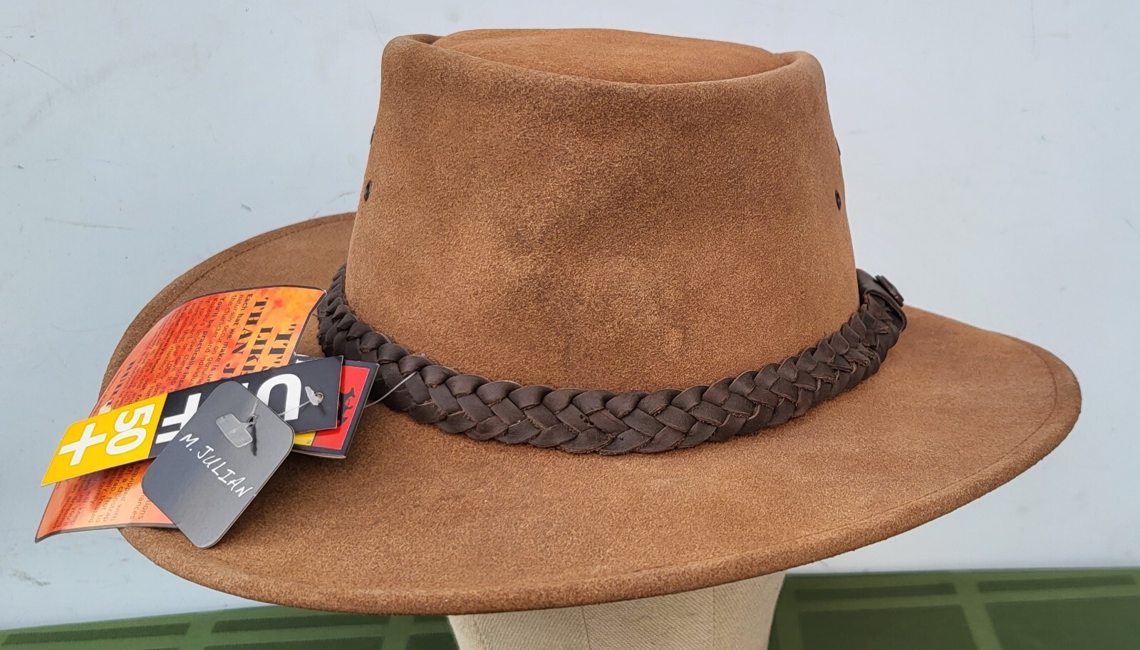 NEW Men's Kakadu Traders Australian Geelong Suede & Leather Hat in Rust