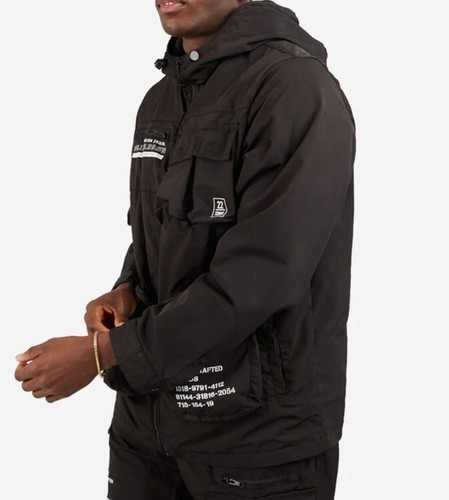 Decibel Printed Nylon Full Zip Black Windbreaker Jacket Men's Size Large New - 第 2/3 張圖片