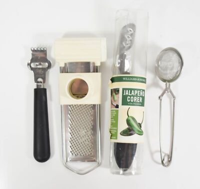 Variety Lot of 4 Kitchen Tools - Zester - Grater - Corer - Tea Infuser