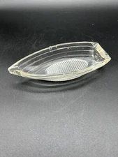 Vintage Row Boat Shaped Clear Glass Ashtray 6" Long Made In USA
