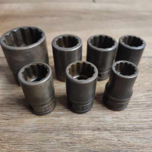 Snap-On 6 Pc 1/2" Drive SAE 12 Point Flank Drive Shallow Impact Socket Set
