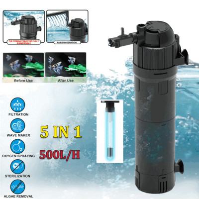 5-IN-1 Internal Aquarium Fish Tank UV Sterilizer Filter Submersible Water Pump