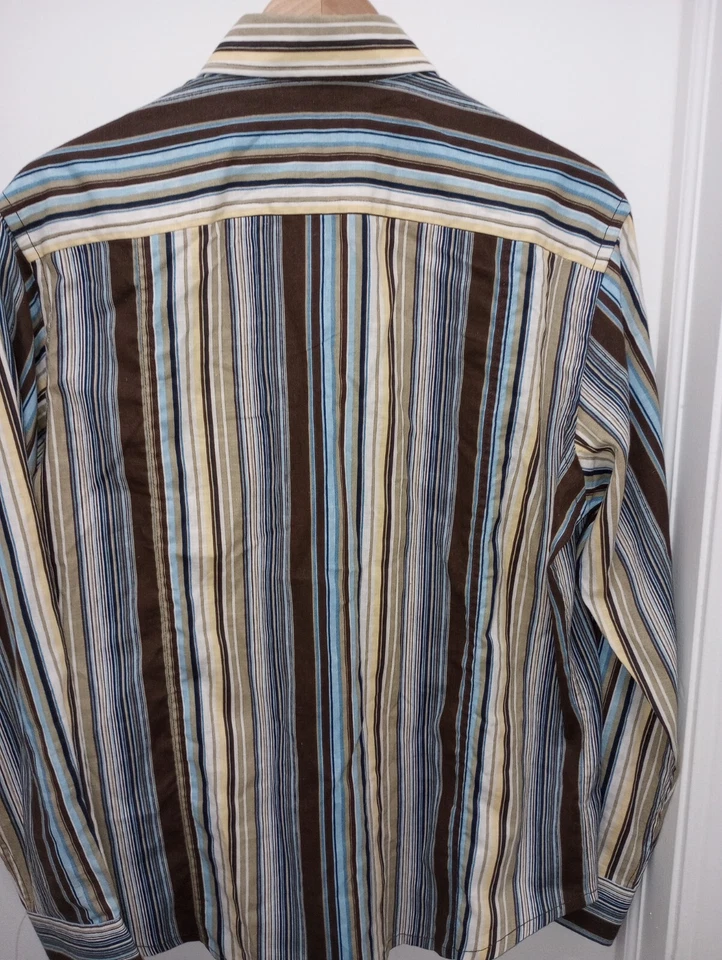 Camisa de vestir Tasso Elba para hombre blanca puño a rayas 100 % algodón talla S Foto 2 de 4