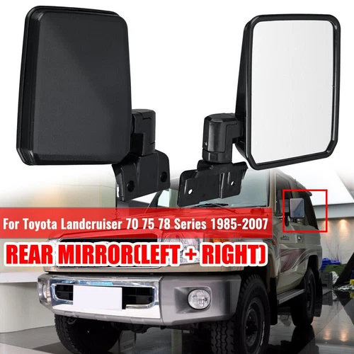 Large Door Wing Mirrors BLACK Pair for Toyota Landcruiser 700 Series 87-90 LH+RH