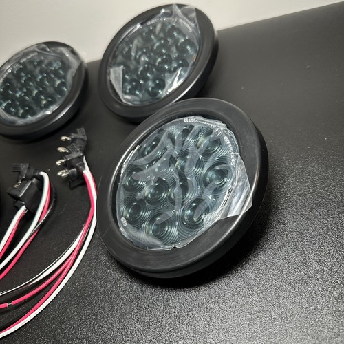 X4 Smoked Lens 2 Red 2 Amber LED Round 4” Trailer Lights Waterproof 12V - NEW! - Foto 8 di 17