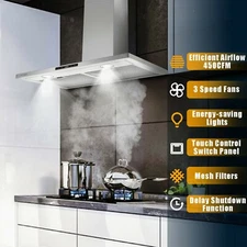 30 inch Kitchen Range Hood 450 CFM Wall Mounted Cook Fan LED 3-Speed Fan New