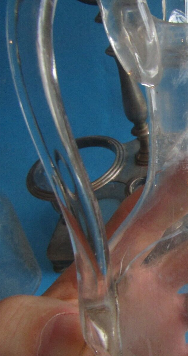 Huilier / Vinaigrier Vintage En Métal Argenté Et Verre Gravé – Art De La Table