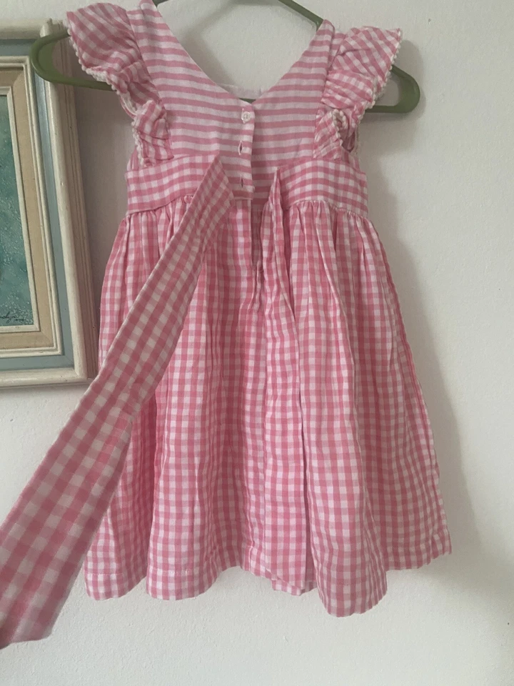 Laura Ashley London Girls Size 4 Pink Check Party Easter Dress Pageant - Image 4 of 4