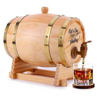 3L Wooden Whiskey Barrel with Stand Bung and Spigot Charred Wood Aging Barrel