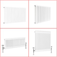 White Traditional Radiator Oval Column Flat Panel Horizontal Central Heating Rad