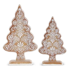 K & K Interiors - Glittered Gingerbread Trees Set of 2 - 54727A