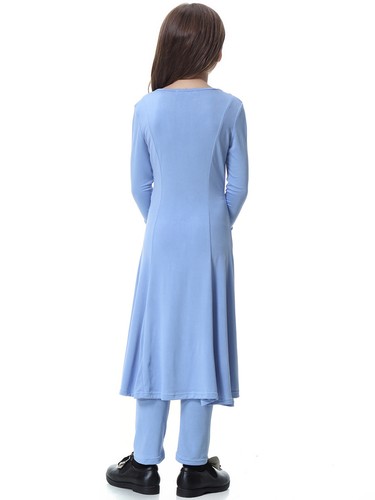 Kids Abaya Muslim Prayer Maxi Dress Girls Pants Robe 2-Piece Set Islamic Kaftan - Picture 24 of 60