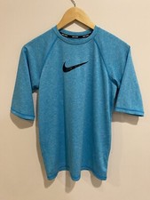 Boys Nike Swim Shirt Blue XL 1/2 Sleeve Dri-Fit 13-15 Years Short Sleeve
