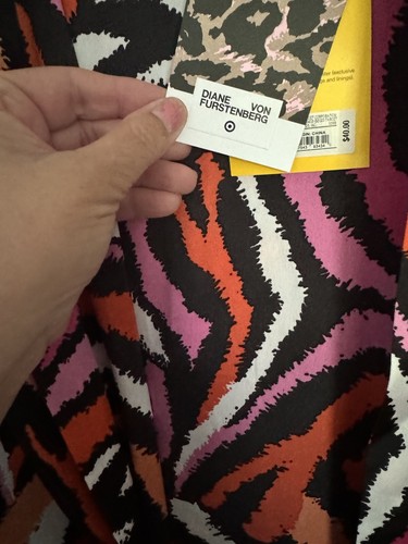 Diane von Furstenberg for Target Women's Satin Disco Zebra XS Robe Pink DVF - Picture 7 of 12