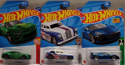 Hot Wheel  78 Camar SS, Cockney Cab II, and Rimac Nevera