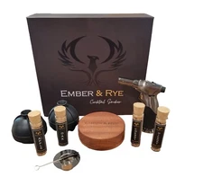 cocktail smoker kit with torch, 2 ice ball molds, and 4 flavors wood chips