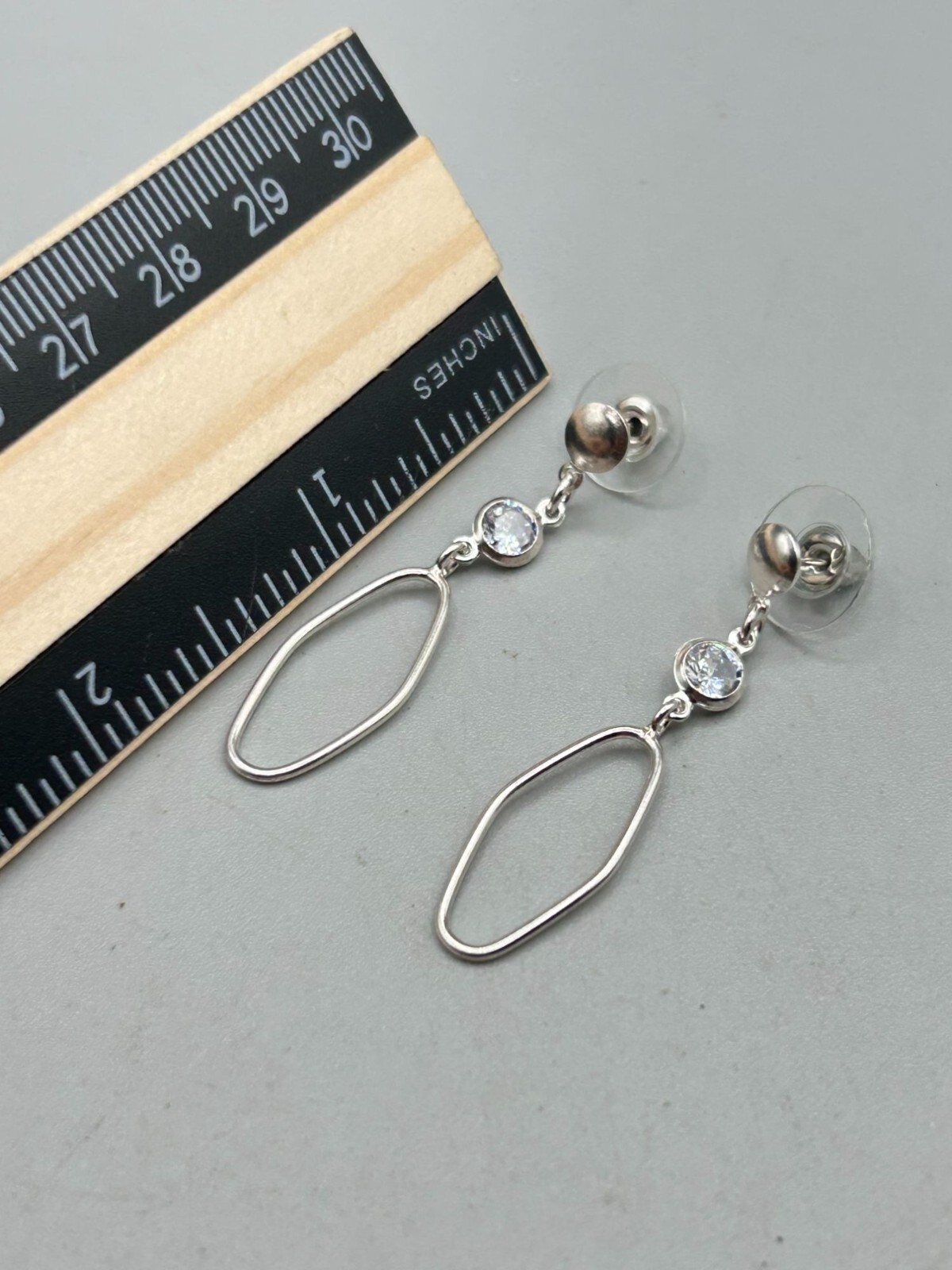 Simple Sterling Silver Dangles Earrings With Open… - image 6