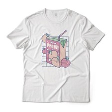 Fresh Peaches Juice Box Food Art Graphic T-Shirt Unisex Lightweight Cotton Tee