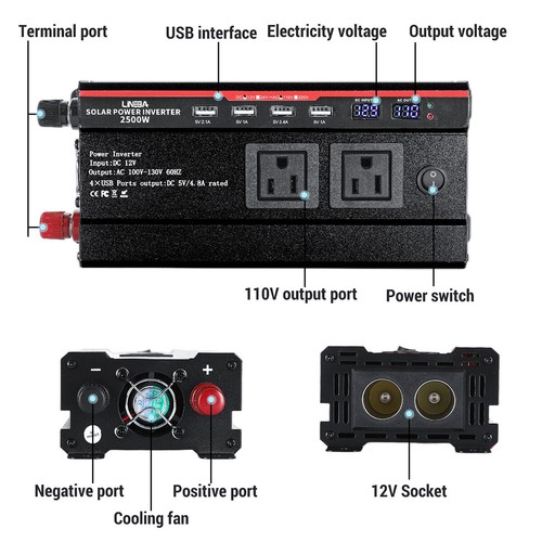 5000W Car Power Inverter DC 12V to AC 110V 120V Converter Adapter Charger Outlet - Picture 30 of 52