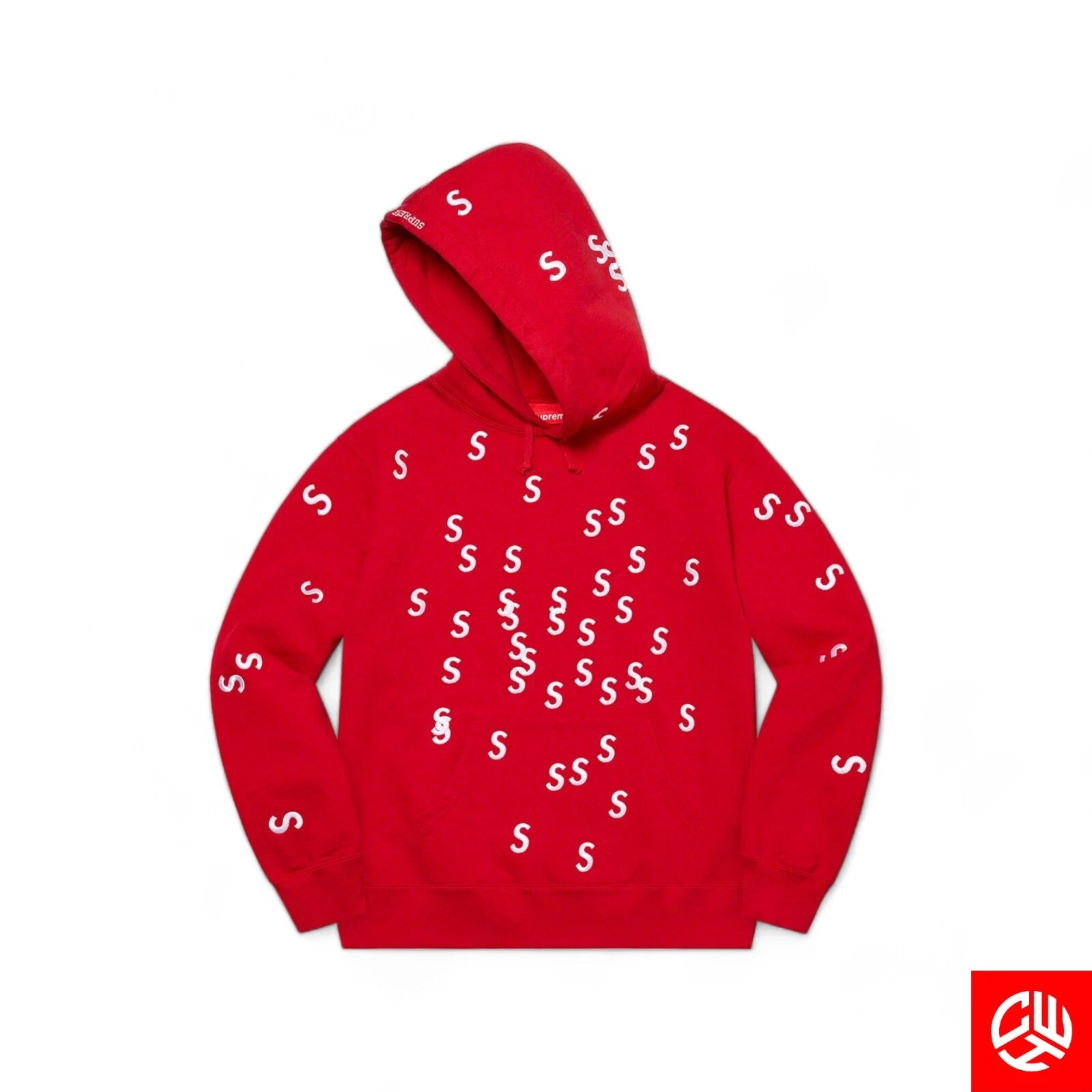 Sweat rouge à capuche Supreme brodé S   Homme Large   SS21