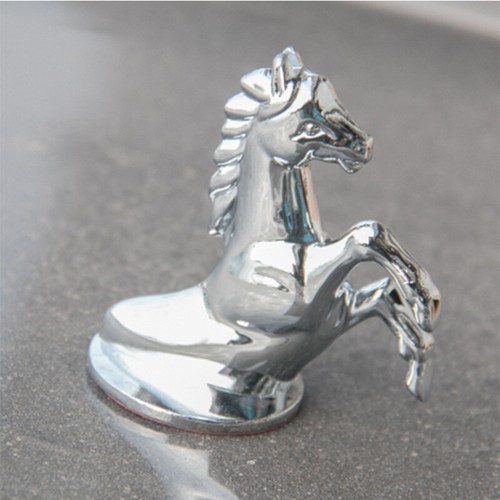 Chrome Metal Sliver Horse Car Front Hood Ornament Emblem Badge Decal Sticker - Picture 2 of 3
