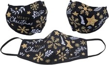 Carmani CR-219-0163 7.25x5.25-inch Polyester Reusable Mask with Christmas Motive