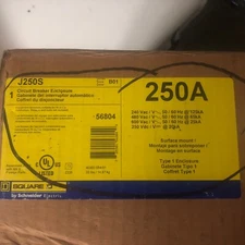 New Square D J250S 250 Amp 600 Volt H/J Frame Indoor Circuit Breaker Enclosure