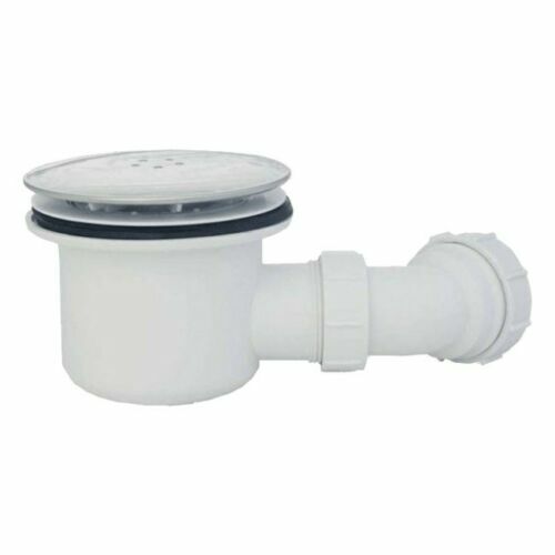 90mm Hi-Flow Fast Shower Tray Waste Trap Chrome Vented Dome Cover Easy Clean
