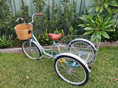 tricycle with basket on back
