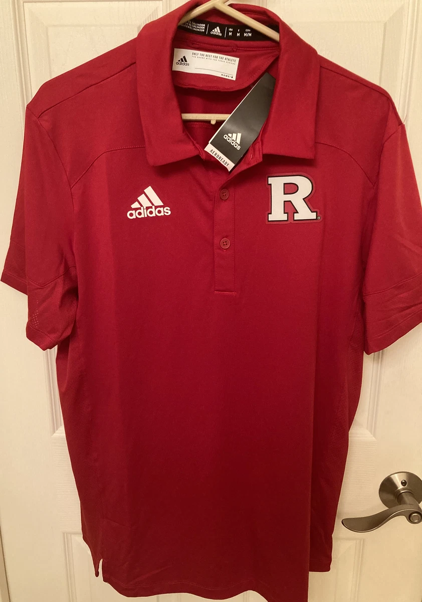 NWT Men s Adidas Rutgers Scarlet Knights Red Golf Shirt Polo Size Medium
