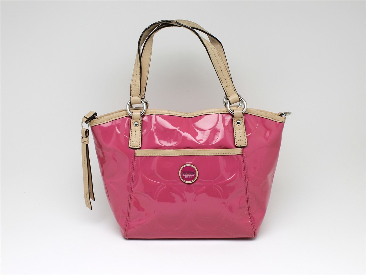 COACH Pink Signature Embossed Small Pocket Tote Crossbody Bag