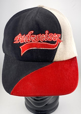 Vtg Budweiser Snapback Hat Cap Beer Genuine USA Made Red Grey Black Colorblock