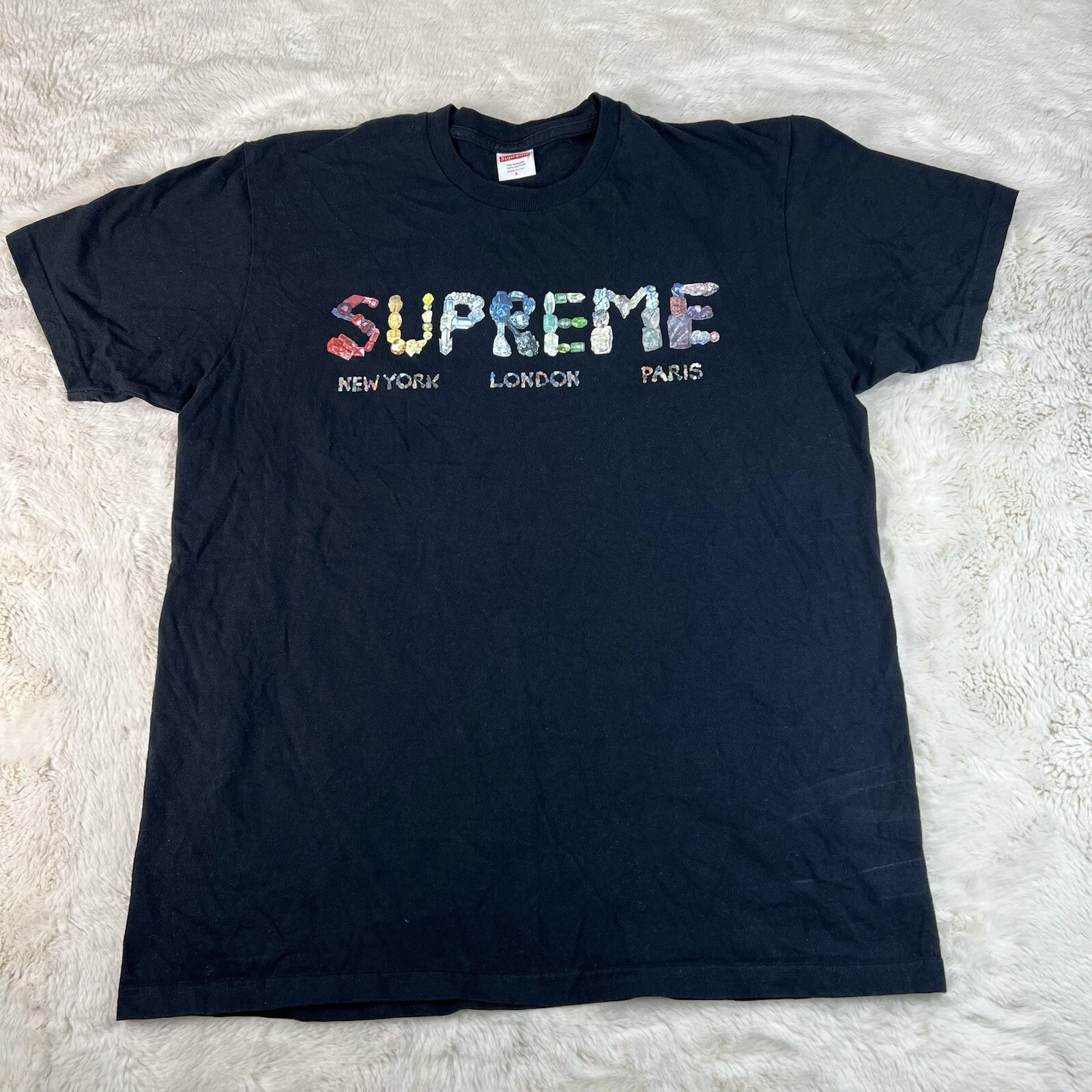 Chemise Supreme Homme Grand Tee Shirt Noir Cristal Rock