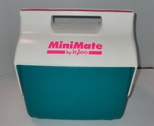 Vintage 1990’s Mini Mate Cooler By Igloo Made In USA Retro Hot Pink Neon Teal