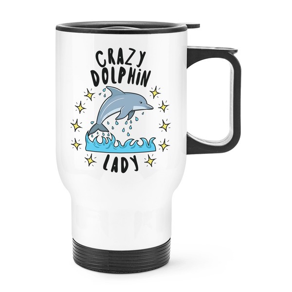VerrüCkte Delphin Damen Stars Reisetasse Tasse Mit Griff - Lustig Thermo Flasche-image