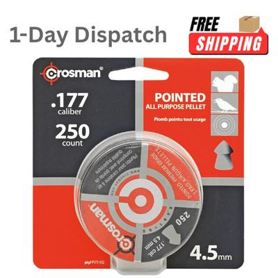 Crosman P177 .177 Caliber Pointed Pellets 4.5mm 7.4 Grain Airgun Ammo 250 Count