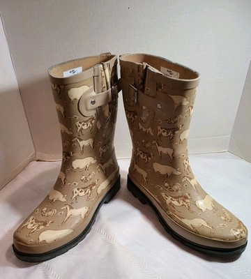 Western Chief Friendly Farms Rain Boots  Sz 7 Color Tan Outdoor Gear Cow&Horse 