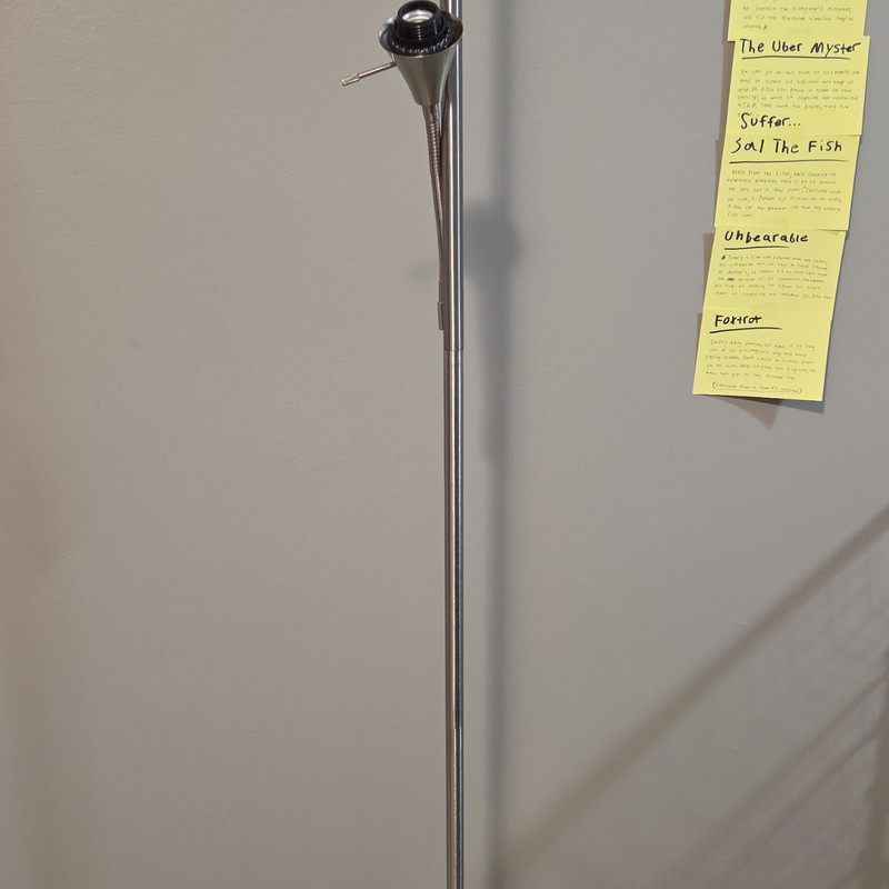 Brushed Nickel Metal Floor Lamp, Corded Rotary Knob Control, Silver