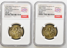 1776 2026 $1 Polly Cooper P & D Sacagawea NGC MS 68 First Release 2 coin Set